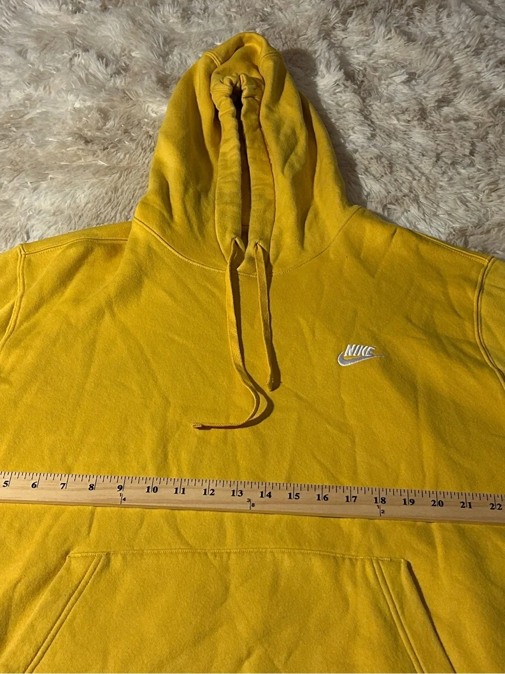 Nike Men's Yellow Hoodie with White Swoosh